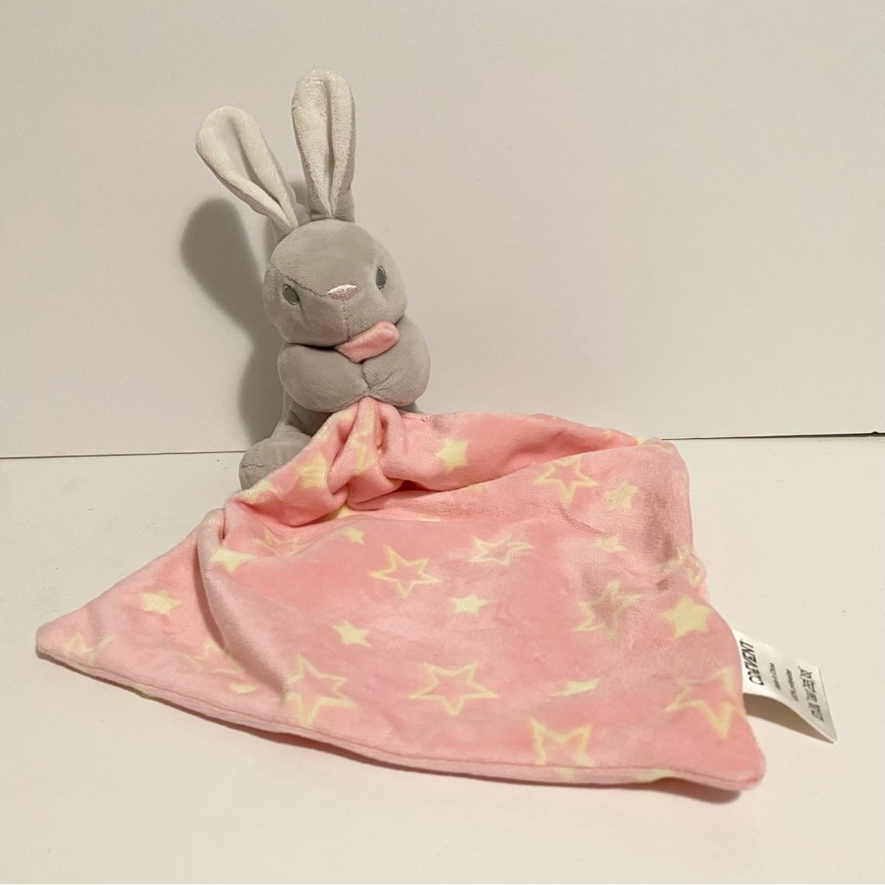 Crevent Baby Lovey Bunny Pink Stars Soft Plush Cuddle Toy Stuffed Animal Nu Nu